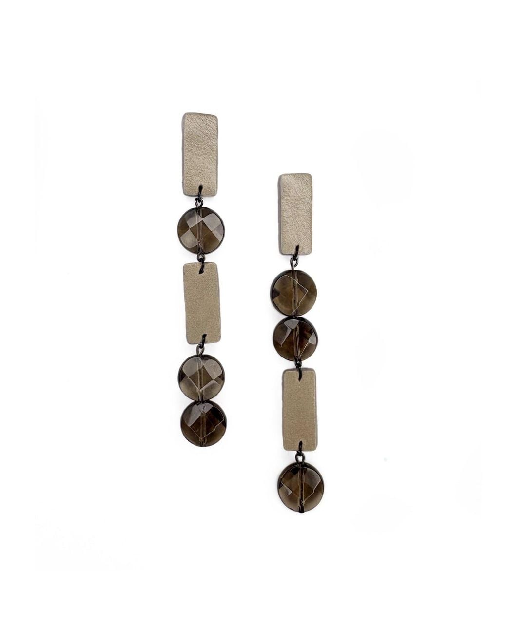 WAIWAI Metallic Neutrals Smoky Quartz Drop Earrings