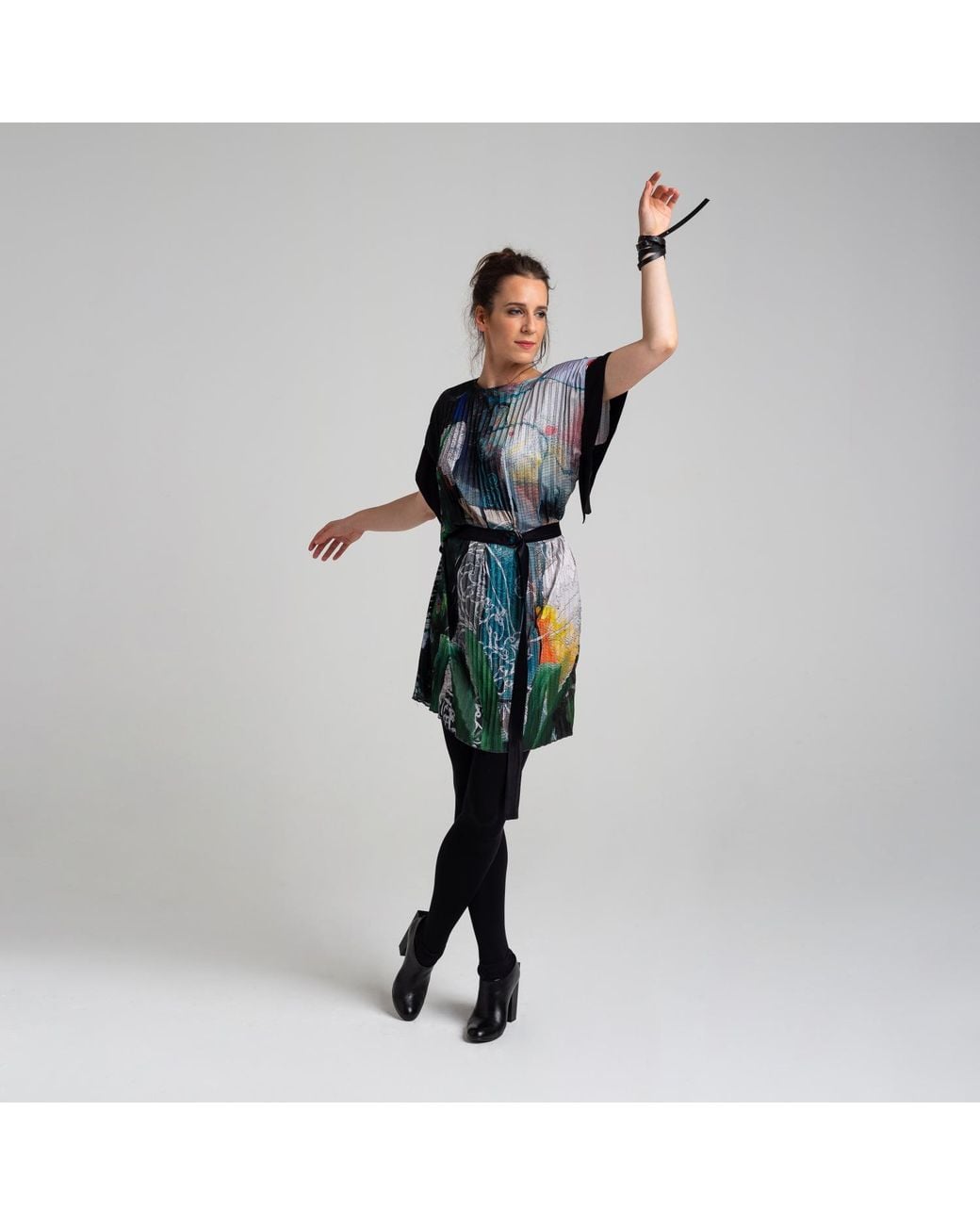 ARTISTA Blue Forest Pleat Dress