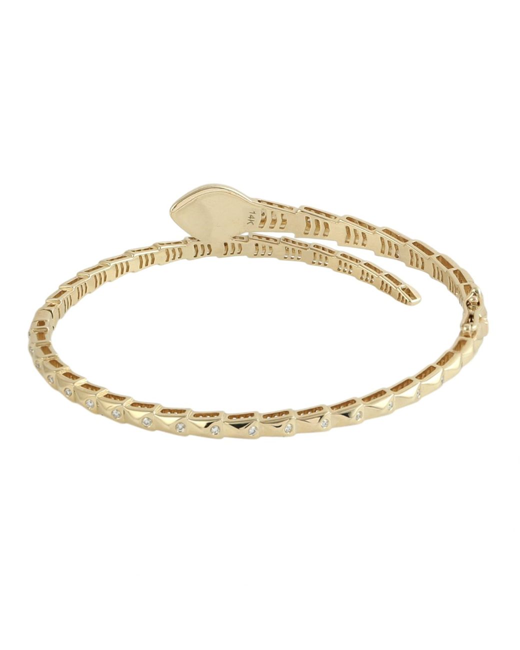 Artisan Metallic Diamond Snake Wrap Bangle Bracelet
