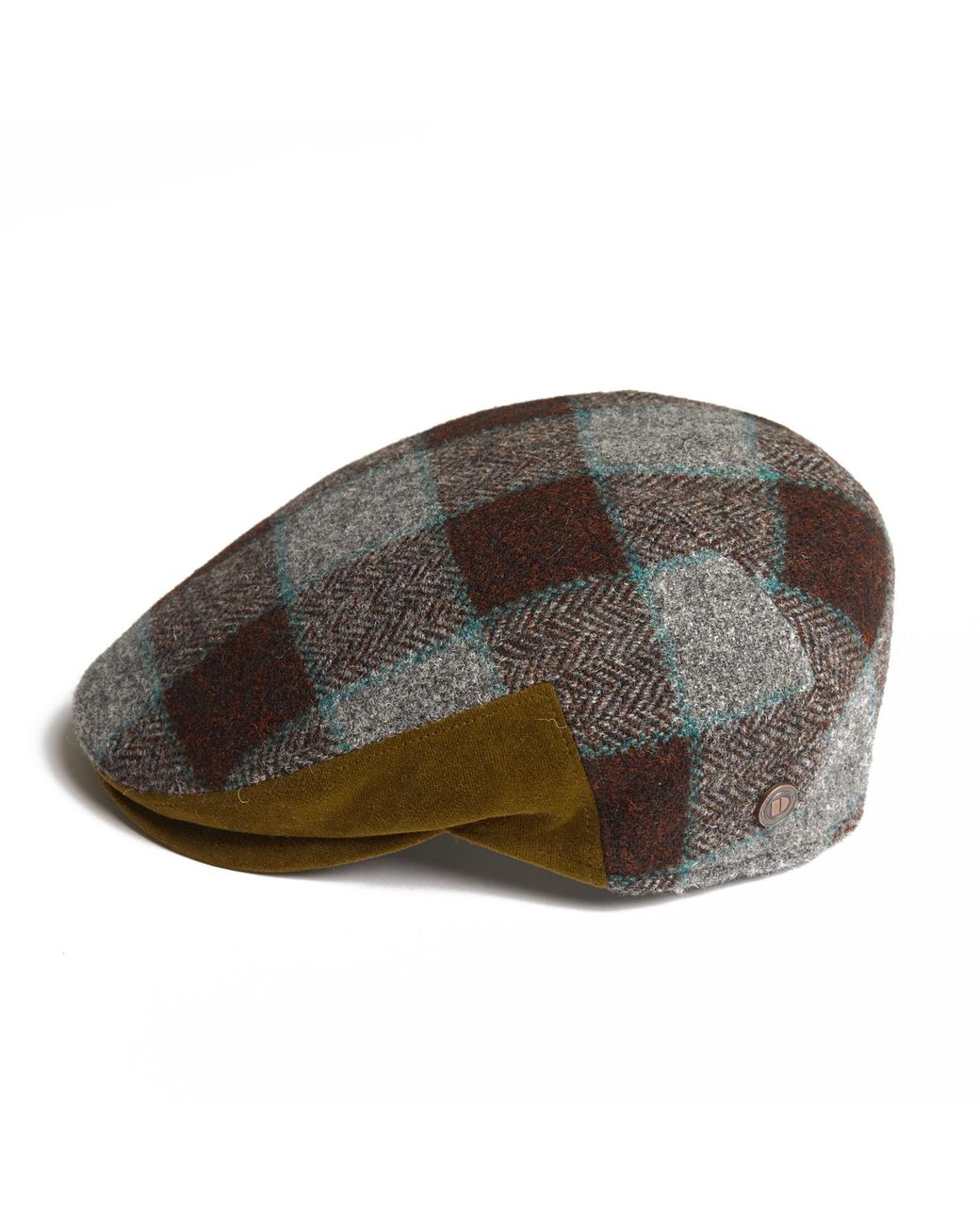 Dasmarca Hats Brown Luis Grassland Tweed Checks Italian Flat Cap for men
