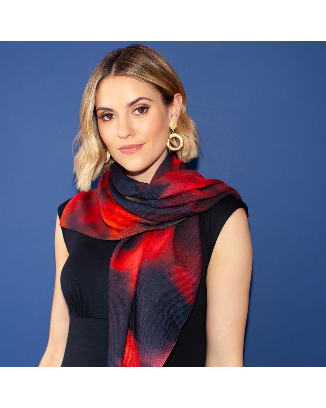 Alie Street London Purple Minerva Silk Wool Scarf Midnight Ember