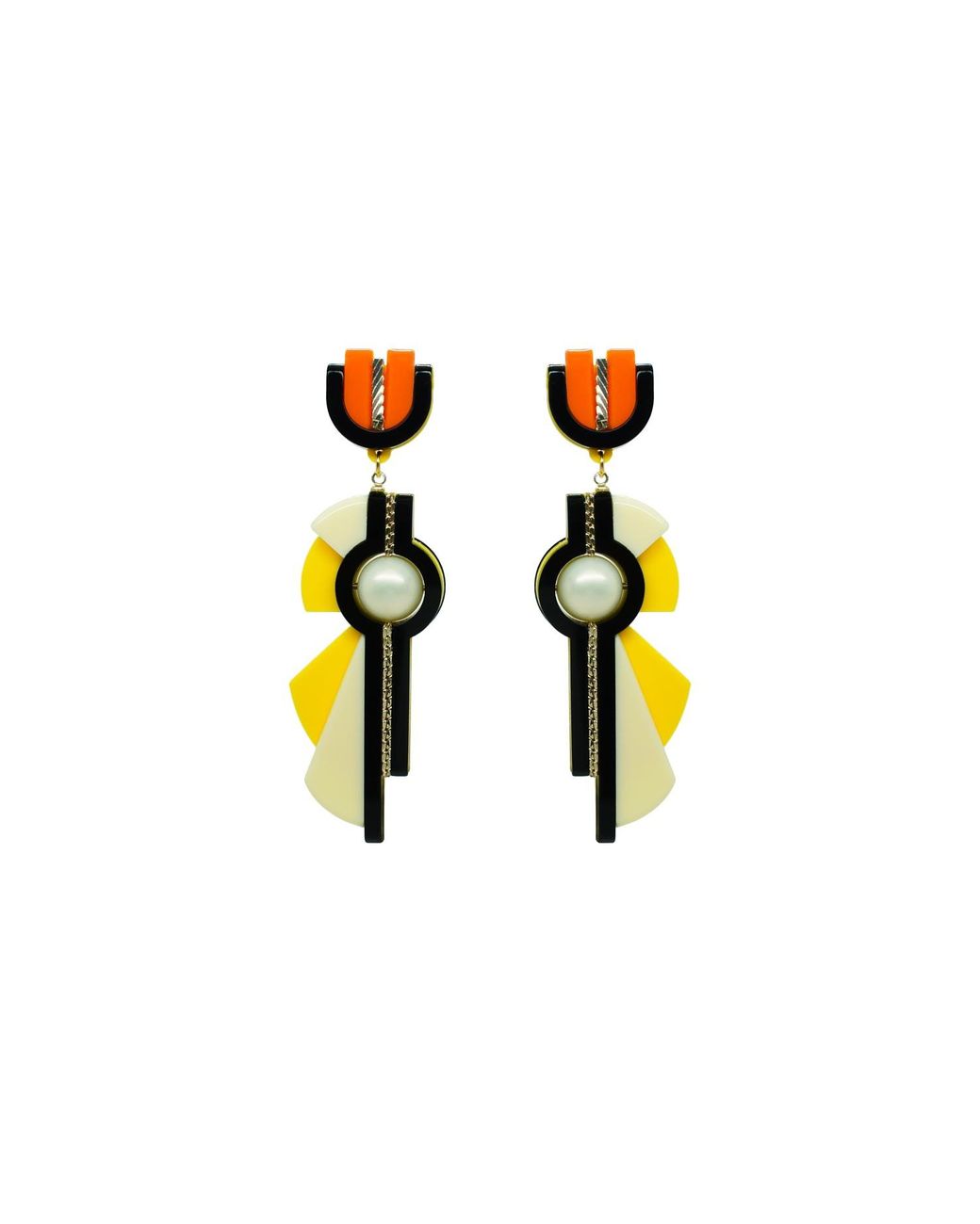 Gissa Bicalho Multicolor Handmade Acrylic Earring Allamanda