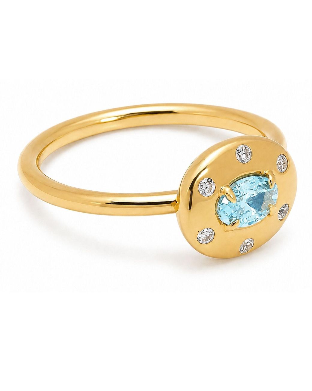 Belinda Jewelz Metallic Aquamarine Oval Birthstone & Accent Stone Ring