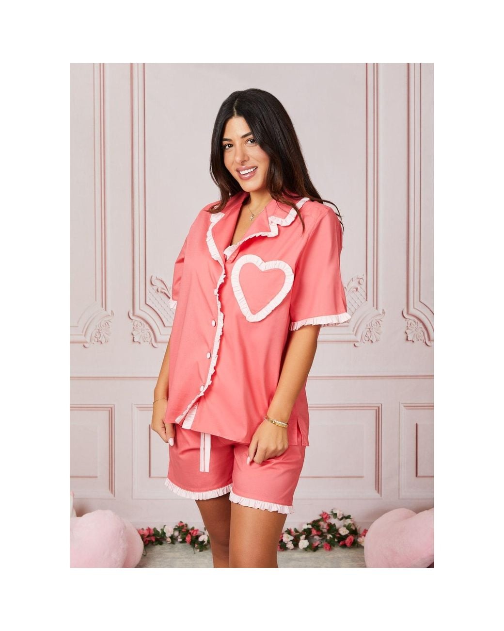 Love Letters X Pink Dolce Rosa Coral & Short Pyjama Set