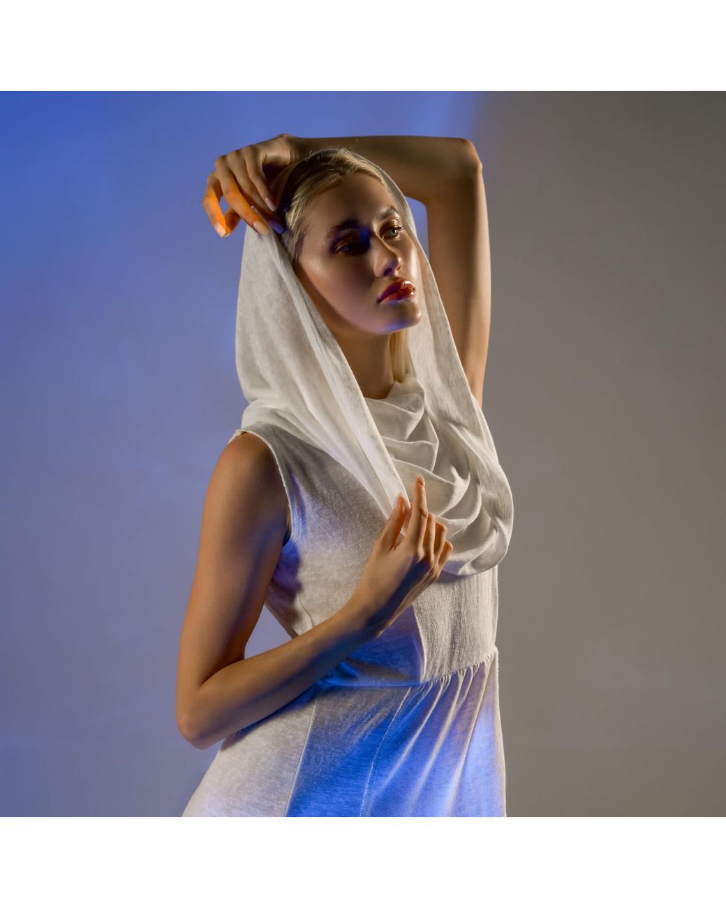Zhenabia White Hera Hooded Dress