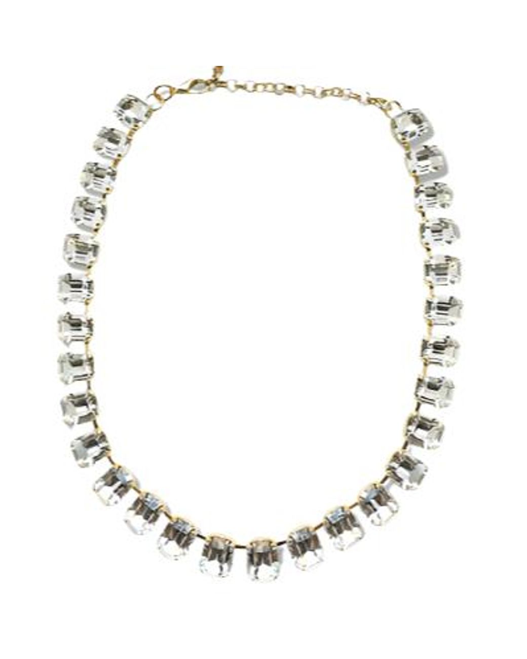 Laura Gray Metallic Diamond Crystal Square Cut Necklace