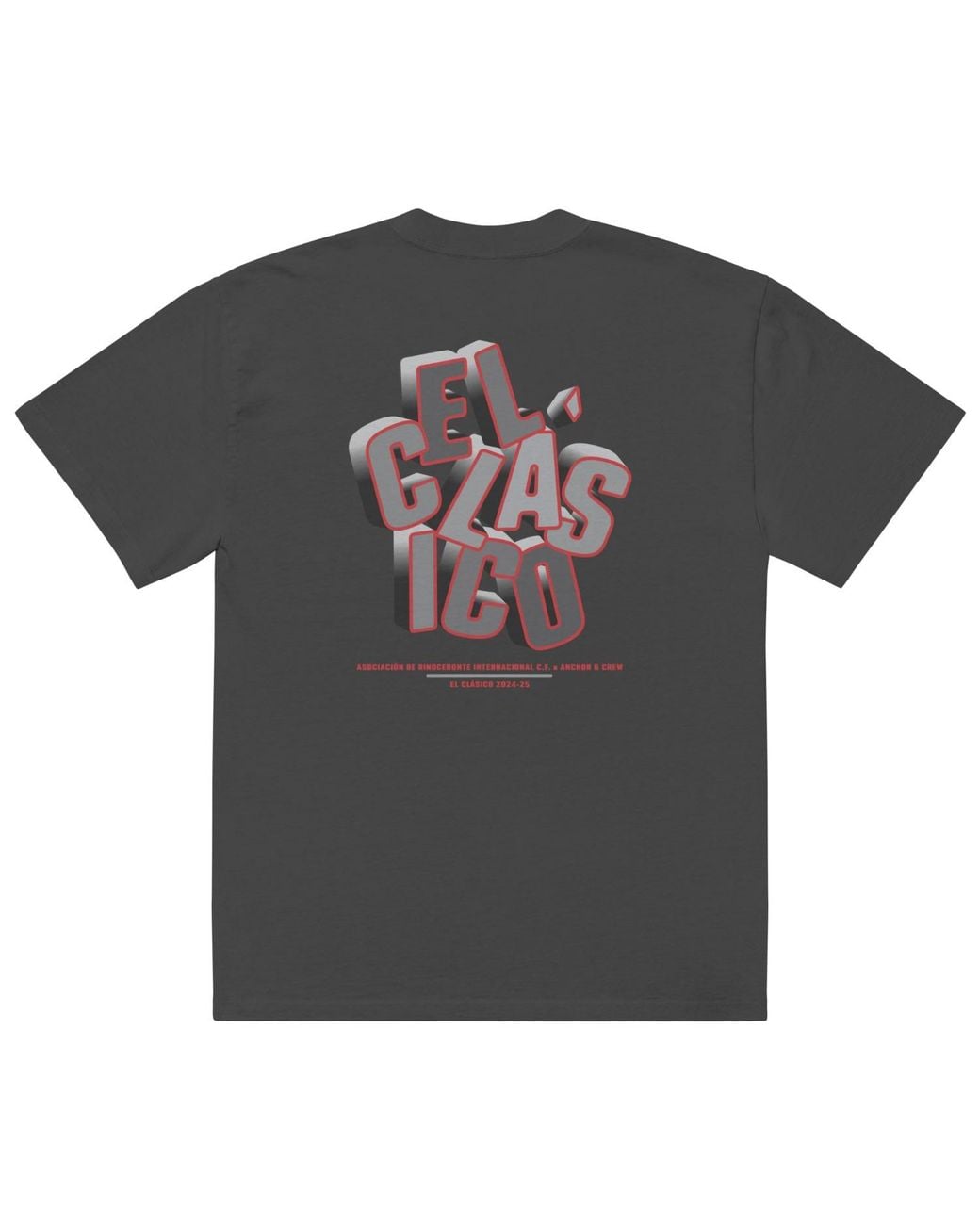Anchor and Crew Black Faded Rinoceronte C. F. El Clasico Football Cotton Oversized T-Shirt