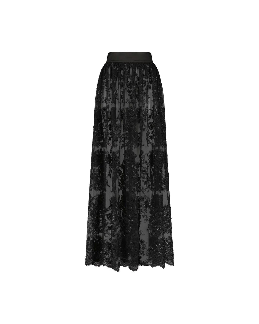 Monique Singh Black Embroidered Lace Skirt