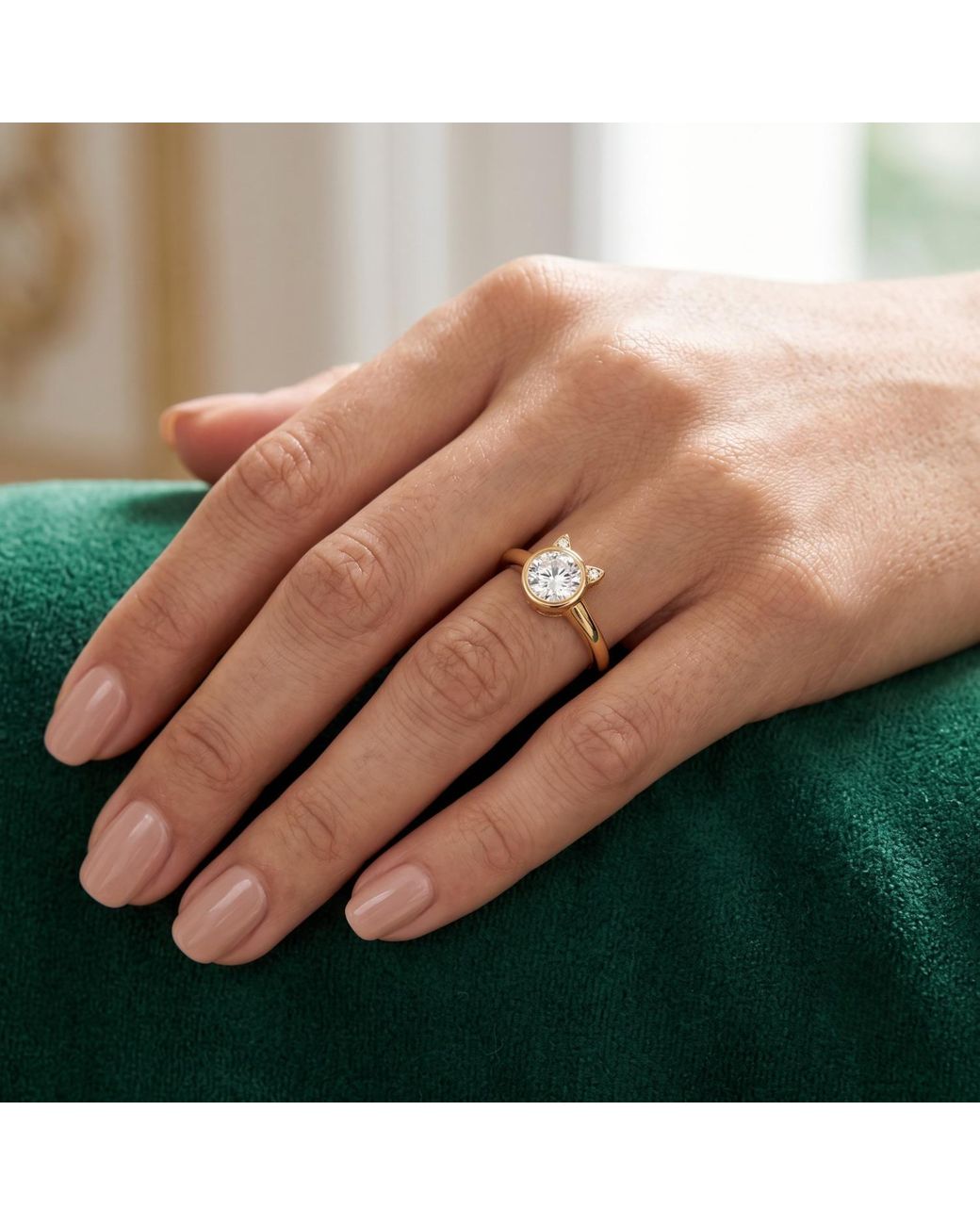 Kylie Harper Metallic Bezel-Set Diamond Cz Kitty Cat Ring