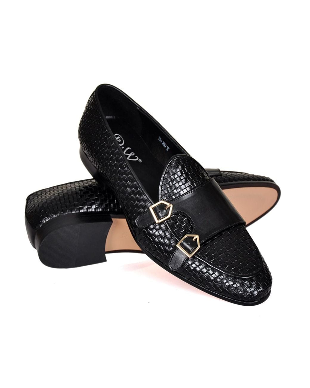 DAVID WEJ Black Lorenzo Woven Monk Strap Loafers for men