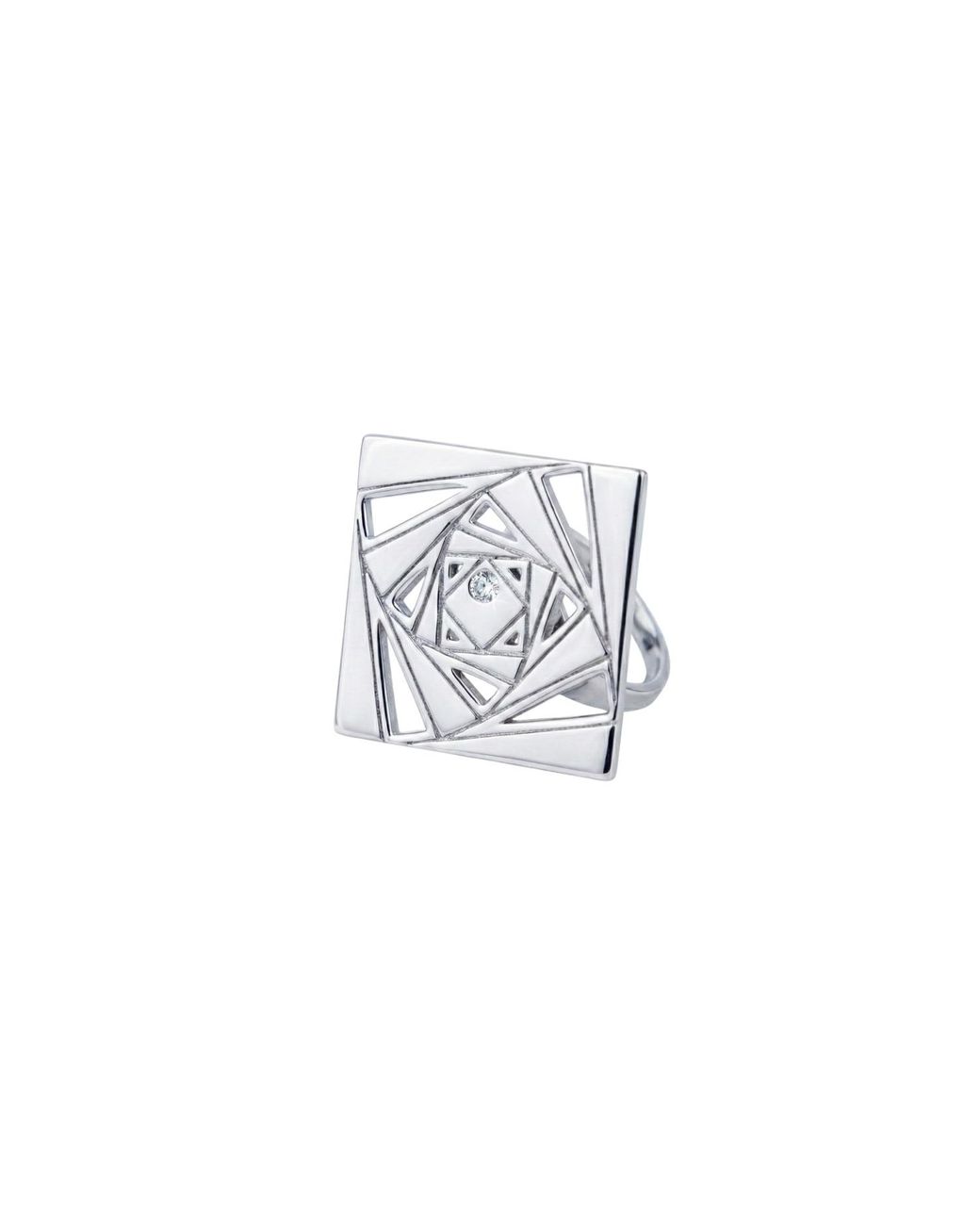 Gutta Design Loop Ring Rhodium Plated in White | Lyst UK