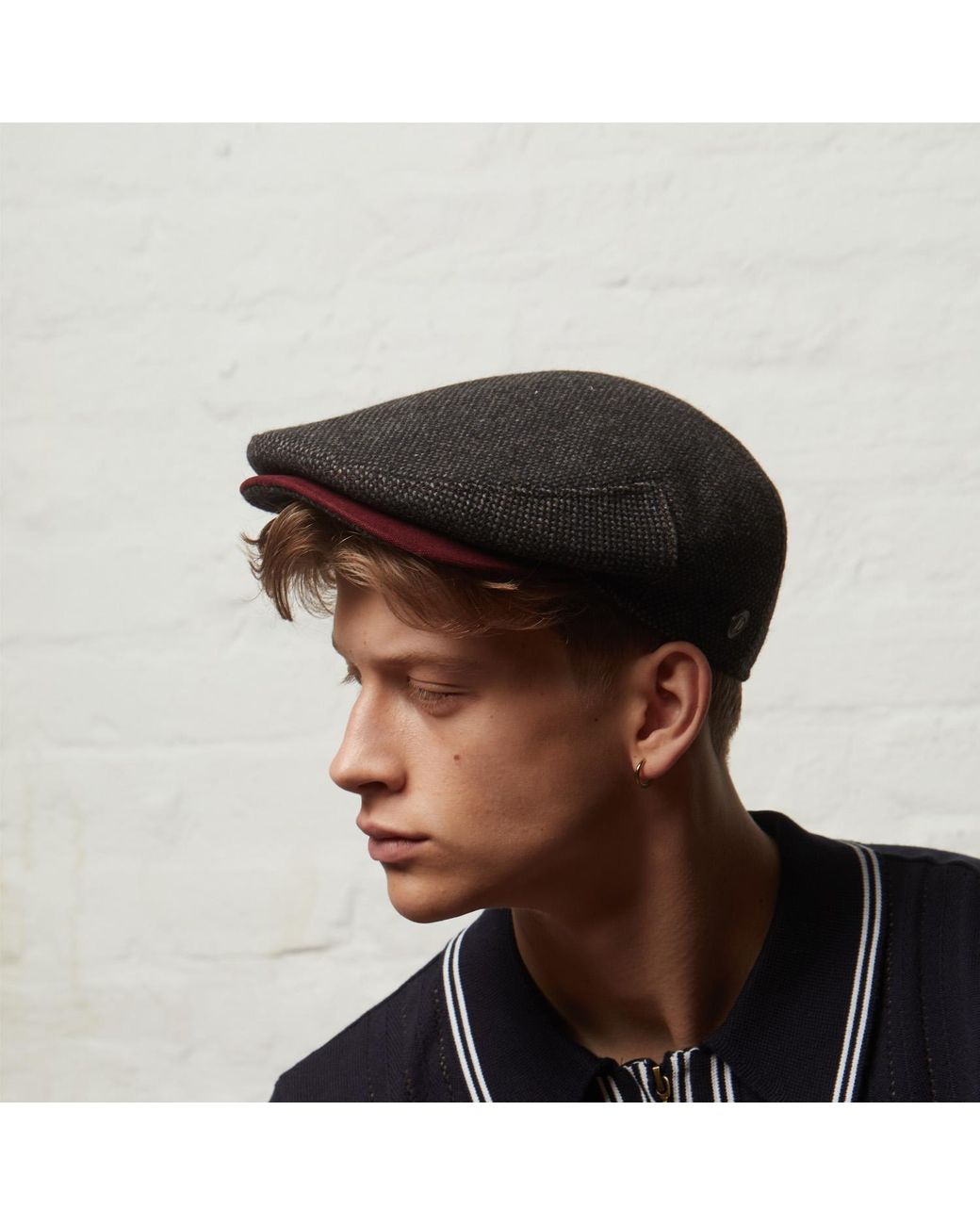 Dasmarca Hats Gray Tailor Nailhead Ukrainian Tweed Wool Cap For for men