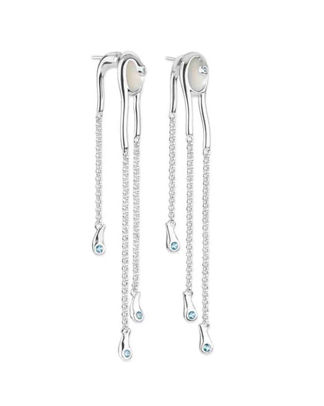 Lucy Quartermaine White Sterling Pearl Drop Earrings With Swarovski Crystals