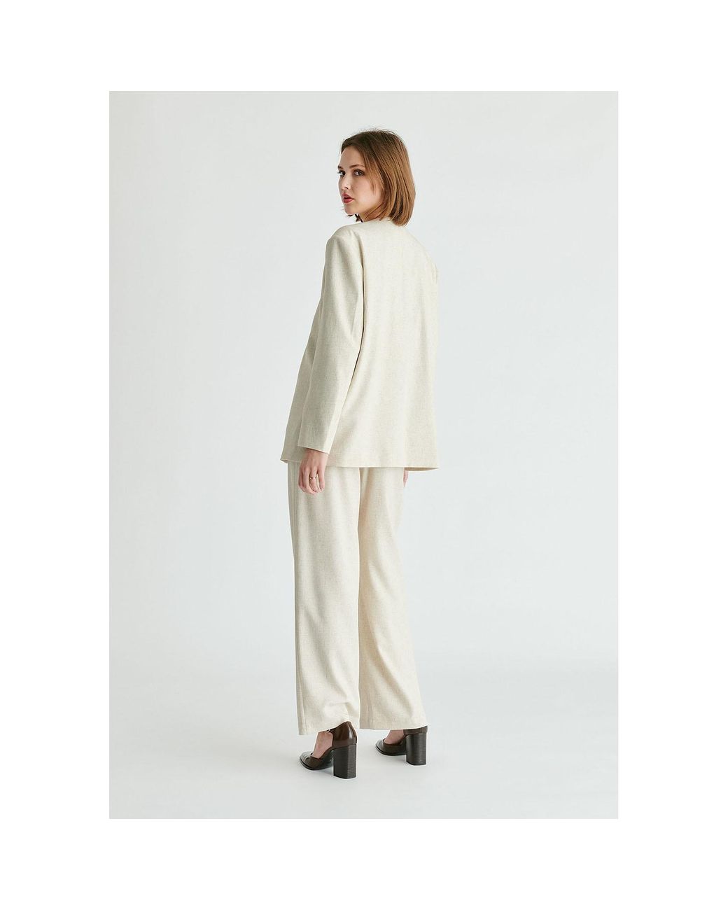 Paisie Natural Neutrals Drop Shoulder Double Breasted Blazer