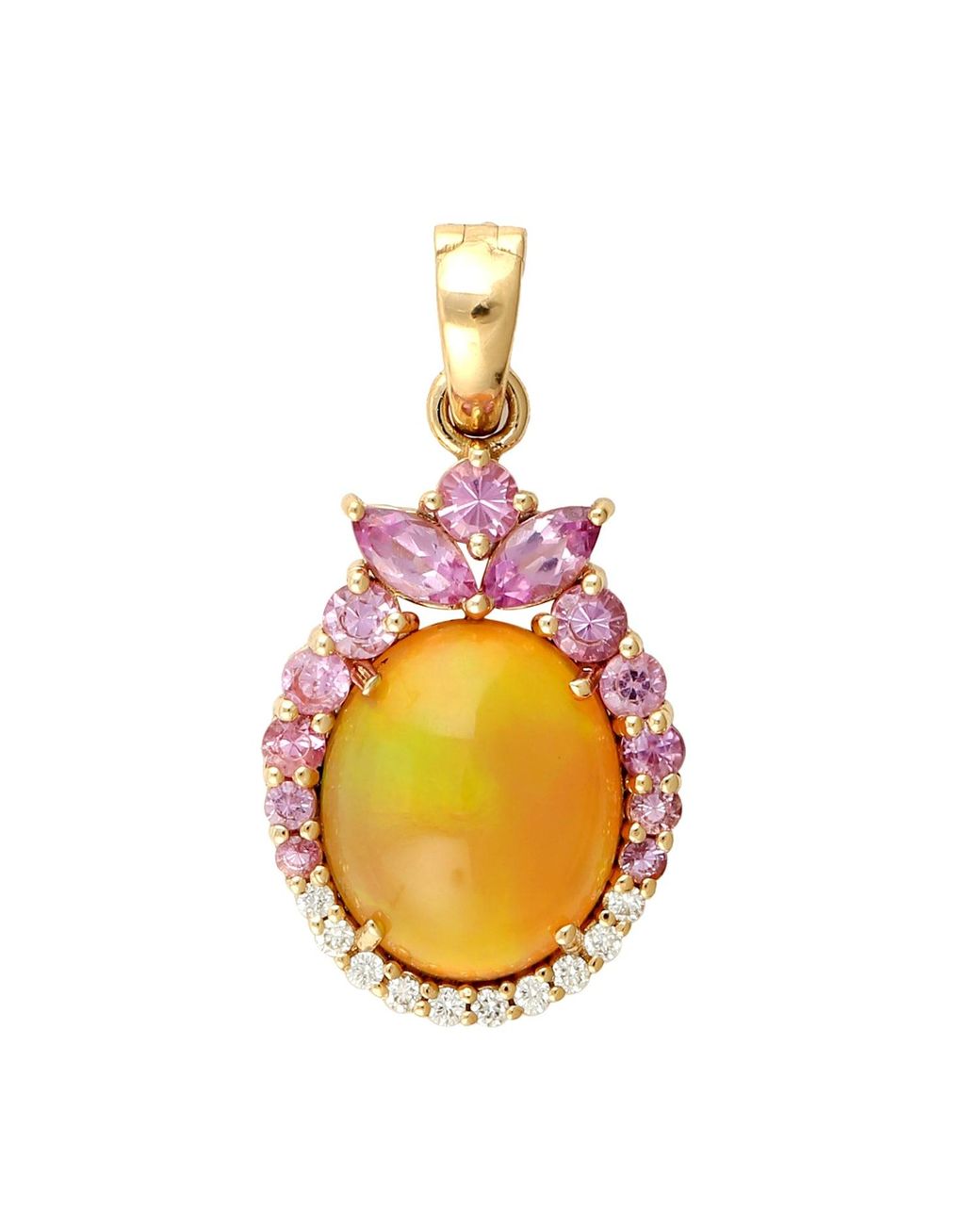 Artisan Orange 18K Opal, Sapphire & Diamond Pendant