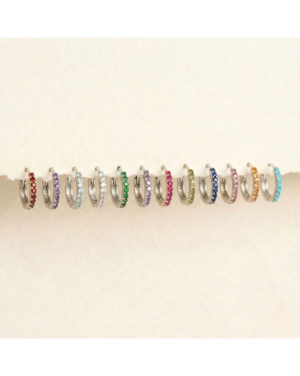 Sophelia Pink Ruby July Birthstone Small Huggie Hoop Earrings