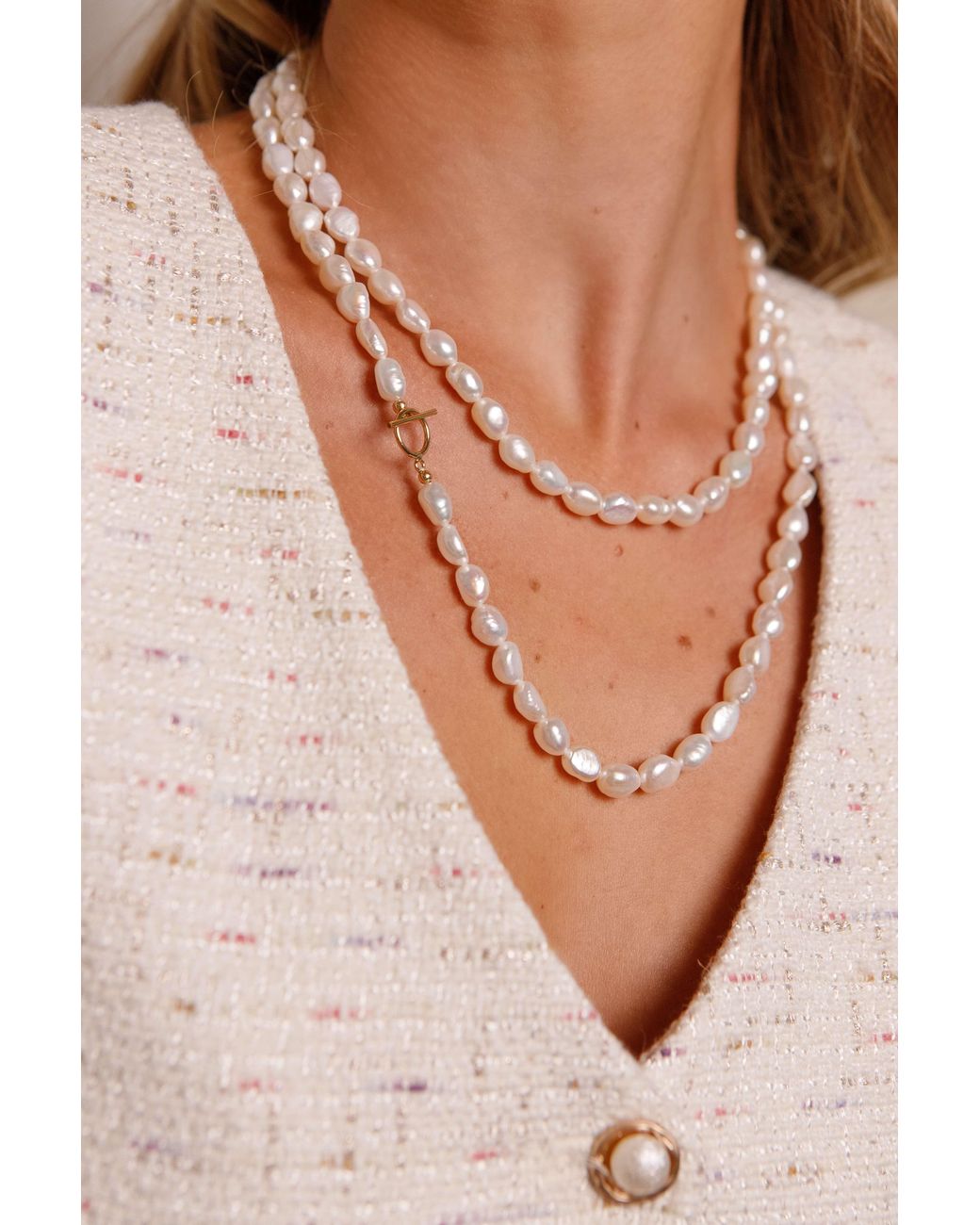 Katy Faye Metallic Chantal Pearl Necklace