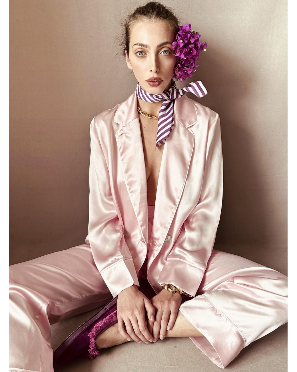 Favette Pink The Atelier Silk Pajama Set