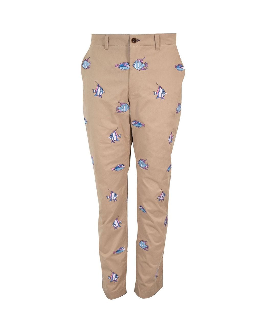 Lords of Harlech Natural Charles Fish Embroidery Pants for men