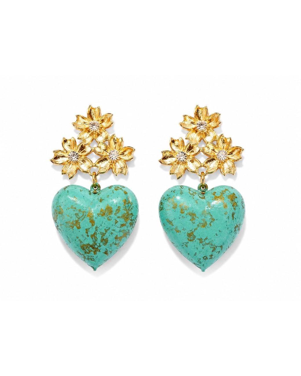 The Pink Reef Green Puff Heart Earring