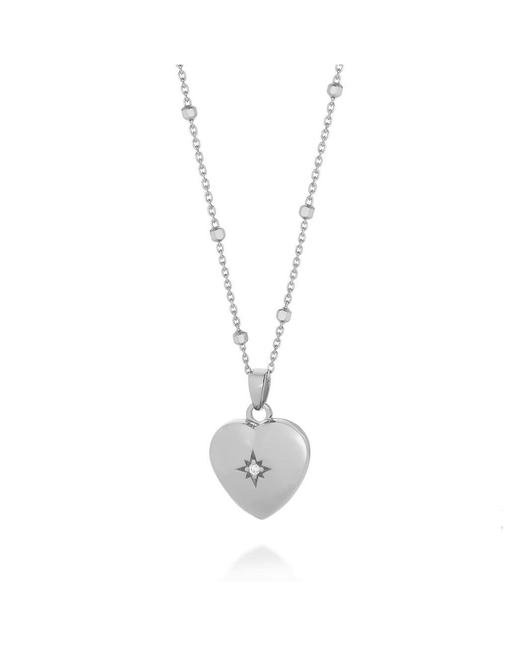 Nellou Jewellery Metallic Starlight Heart Locket Necklace Sterling