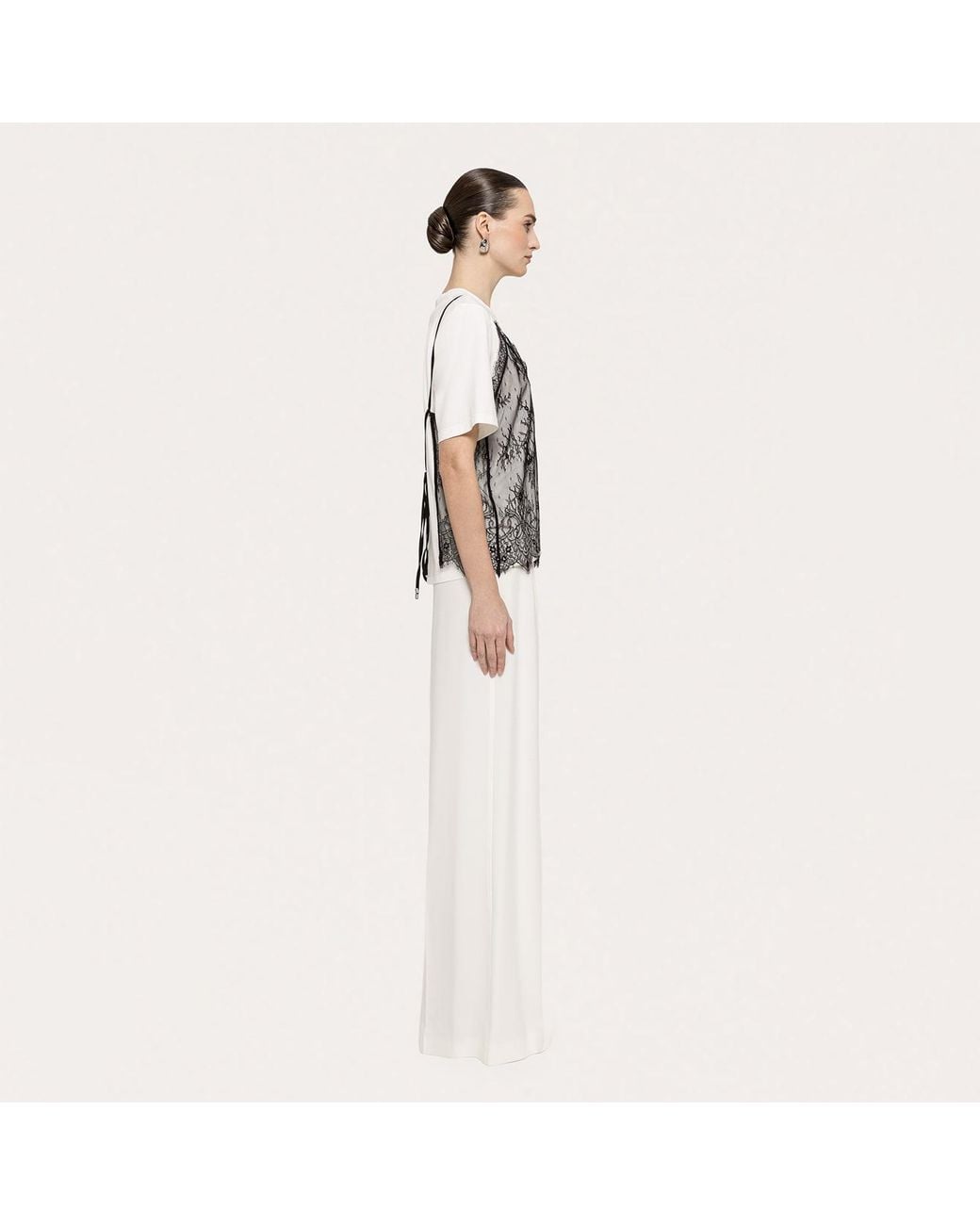 Nissa Gray Lace-Panel Top