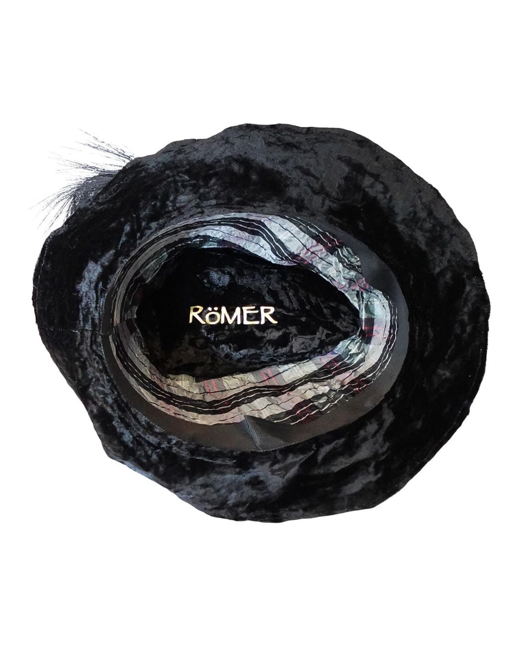 Romer Millinery Black Morphy Moldable Trilby Velvet With Faux Feather Clip