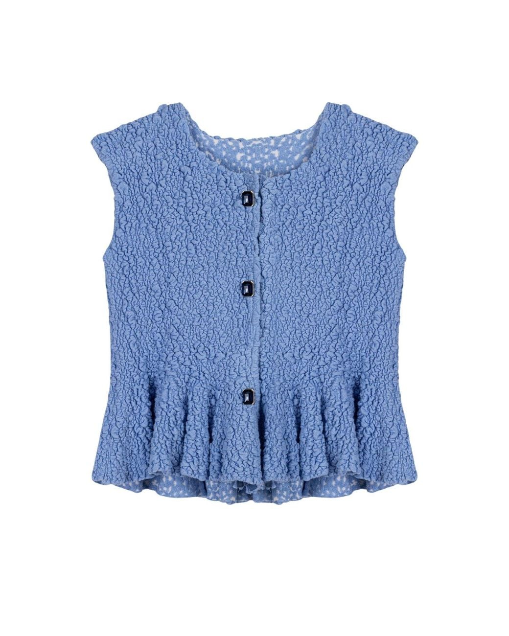 Nocturne Blue Accessory Detail Crew Neck Knit Top