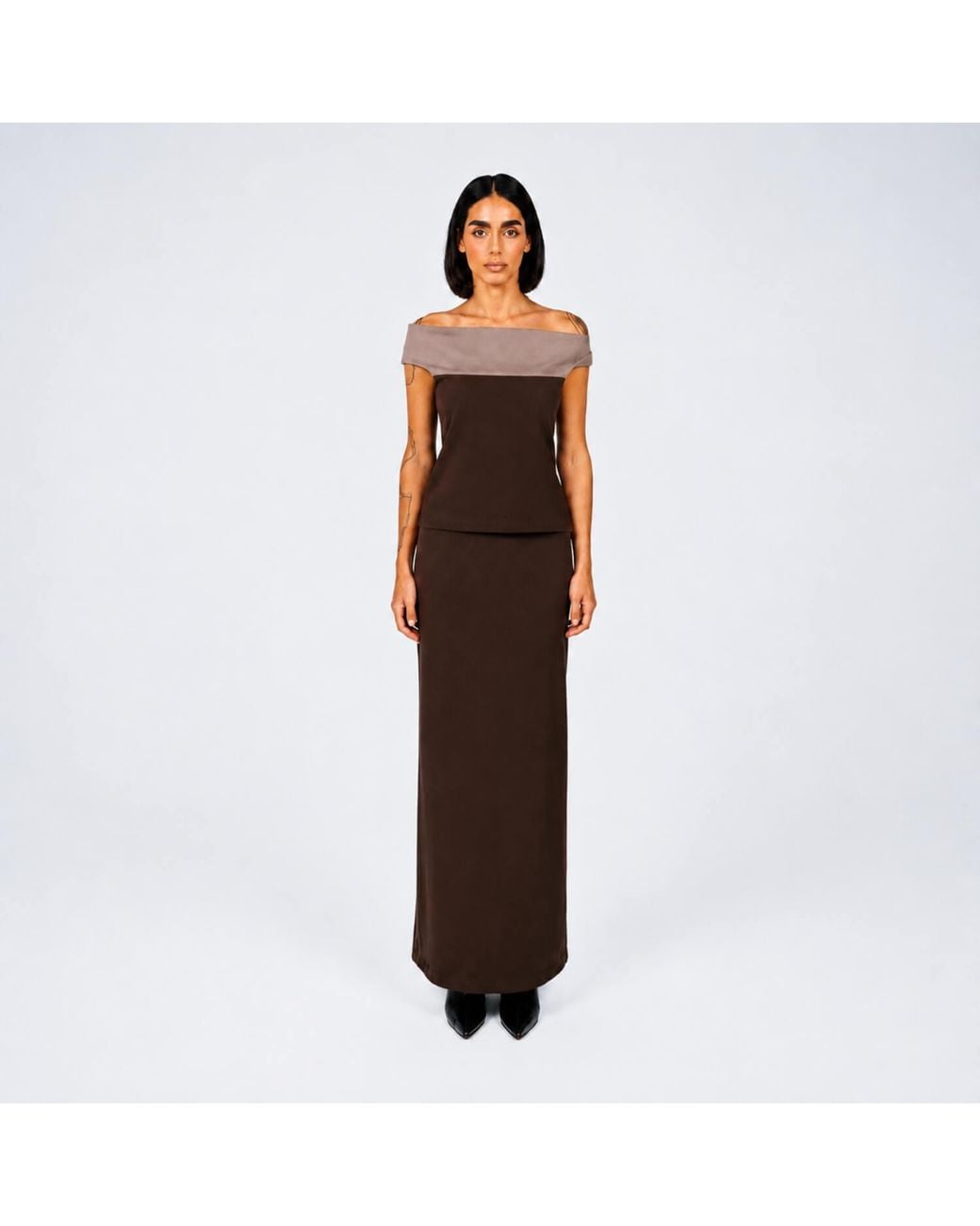 Elamins Brown Maxi Skirt Charcoal
