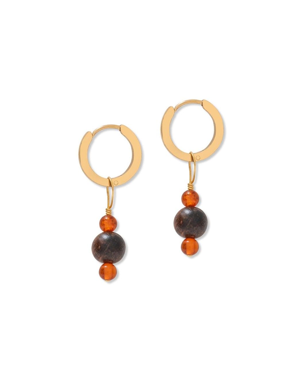 A Weathered Penny Metallic Amber & Wood Hoops