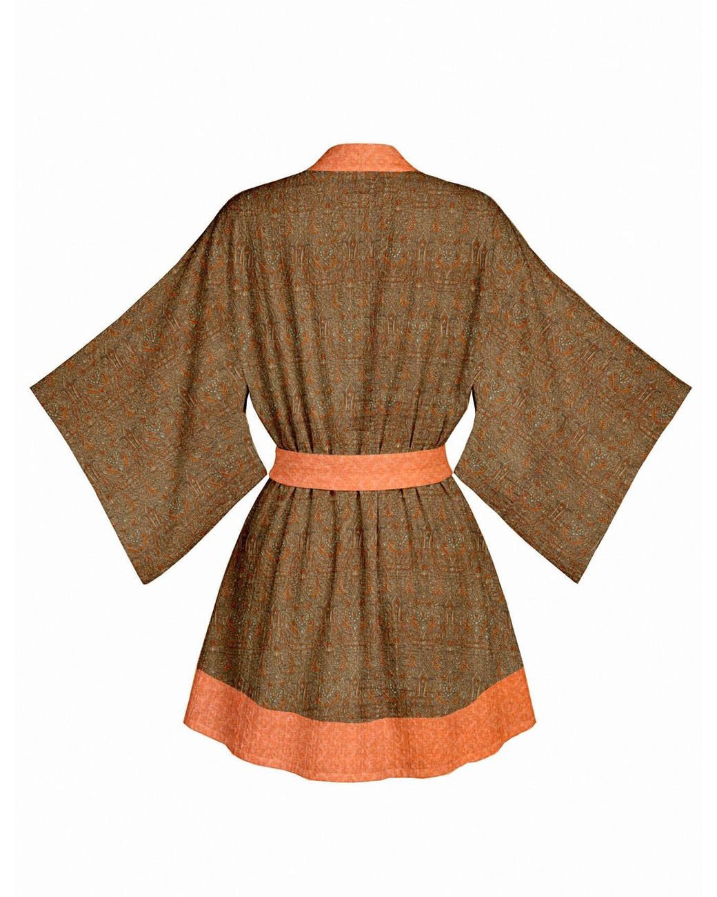 Artemis Muse Brown One Of A Kind Recyled Sari Kimono Two