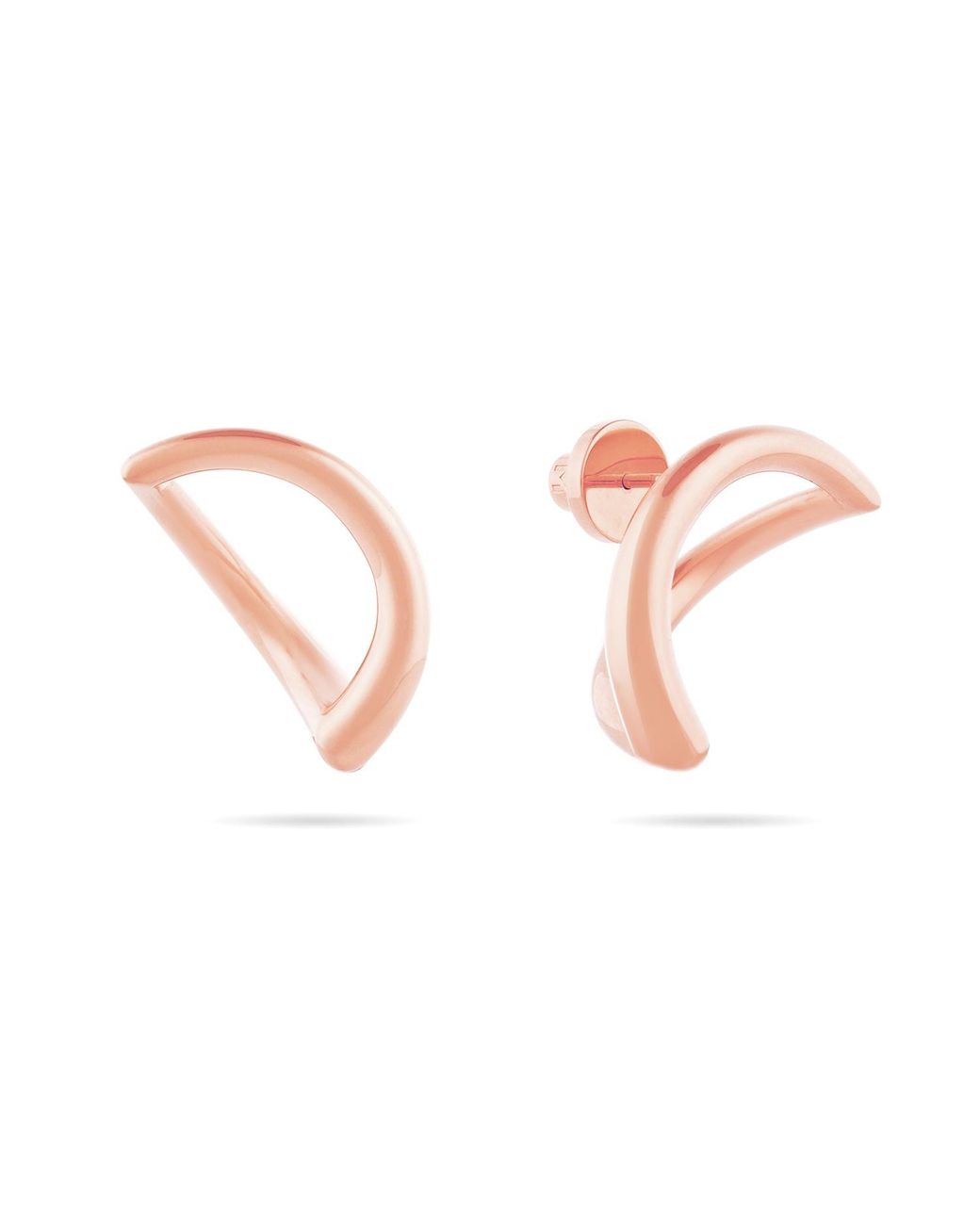 Meulien Pink Abstract Crescent Moon Earrings