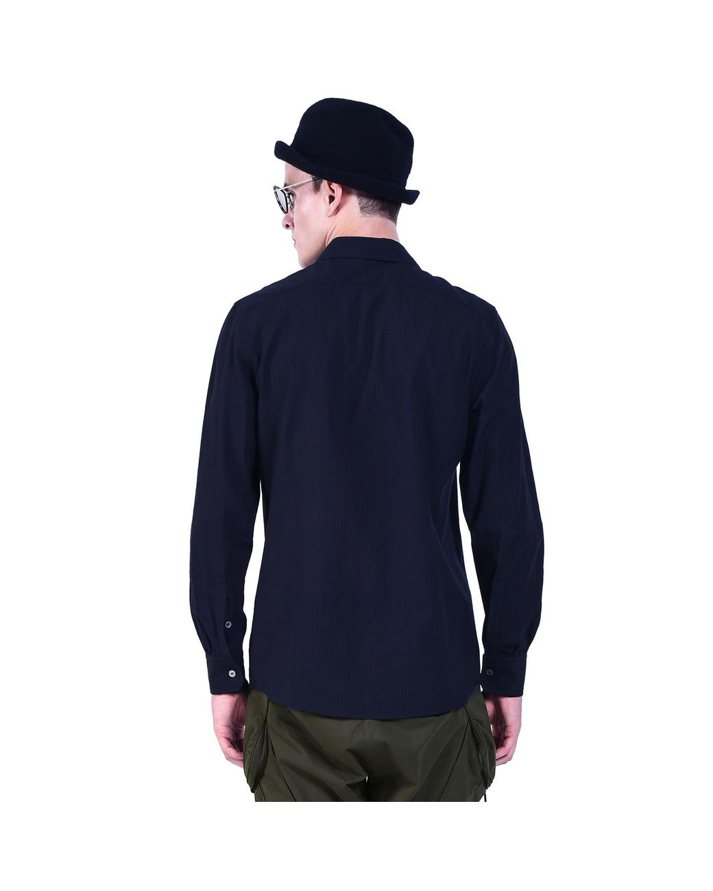 Smart and Joy Blue Long-Sleeved Shirt With Double And Removable Collar for men