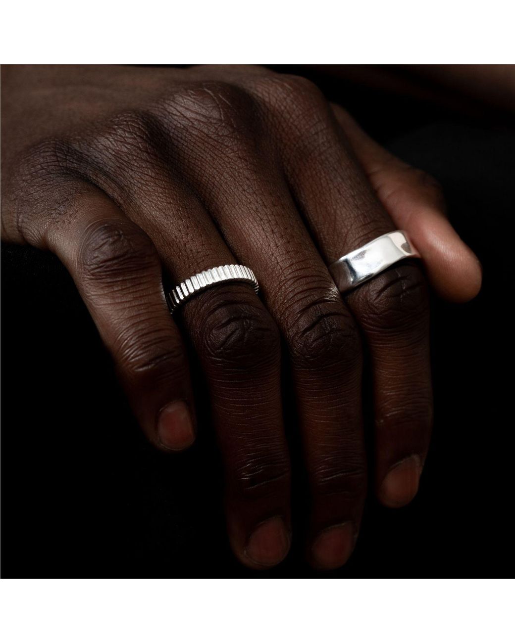 Dower & Hall Metallic Wide Waterfall Ring for men