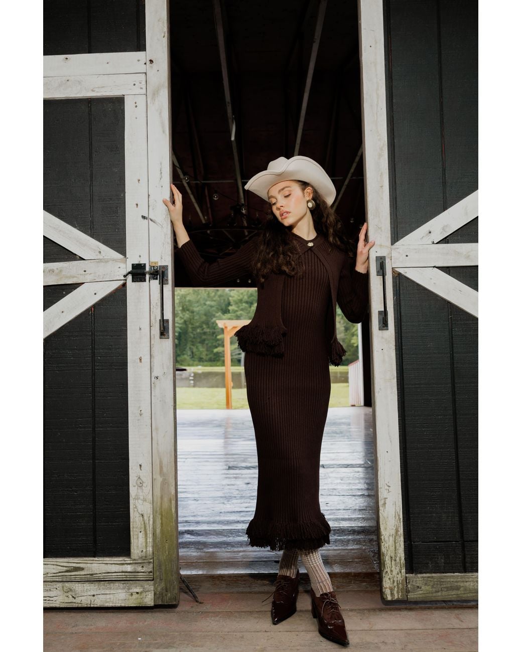 Rave on Trend Brown Fringe Dress + Cardigan