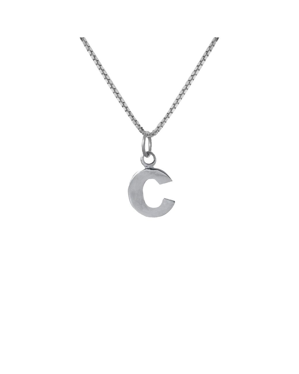Edge Only Metallic Letter Pendant "C" Initial Necklace Sterling for men