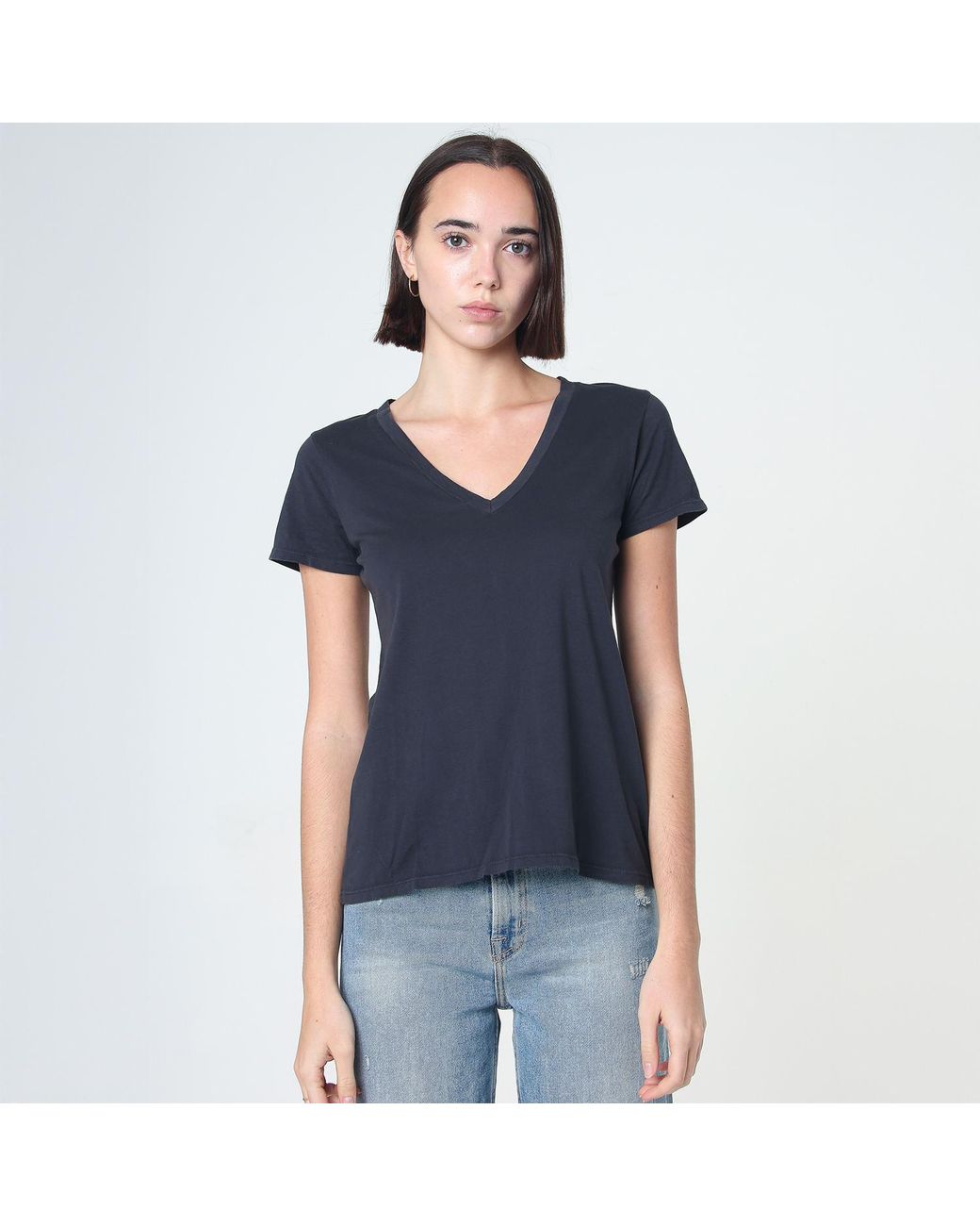 NOEND Blue Supima Cotton V Neck Tee