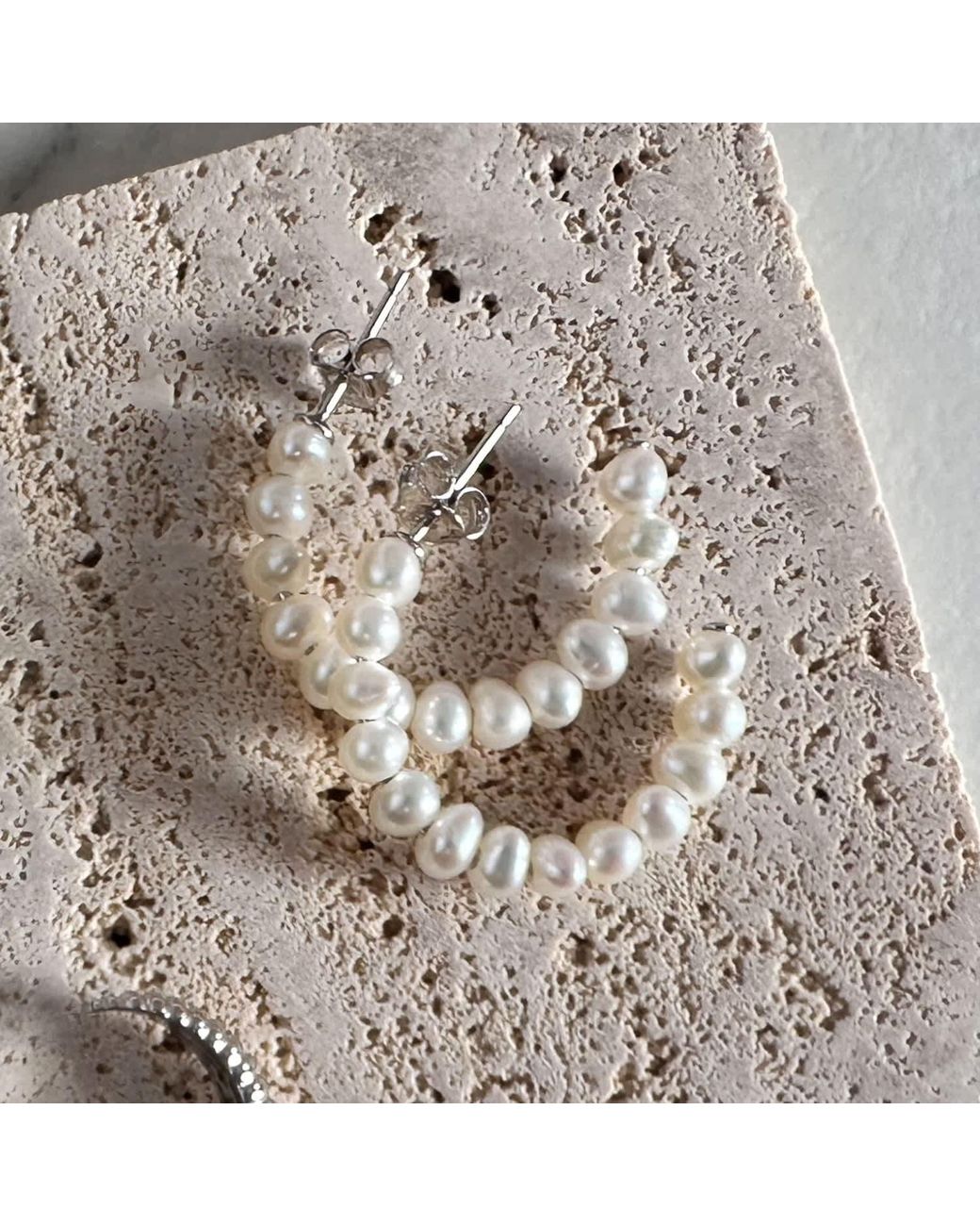 Clemence Wren Metallic Freshwater Pearl Large Hoop Earrings