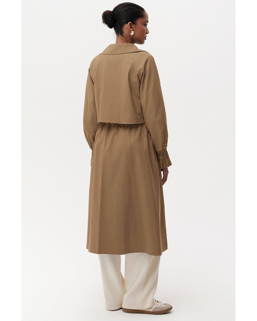 Exquise Natural Daniele Trench Coat Belted Midi Trenchcoat