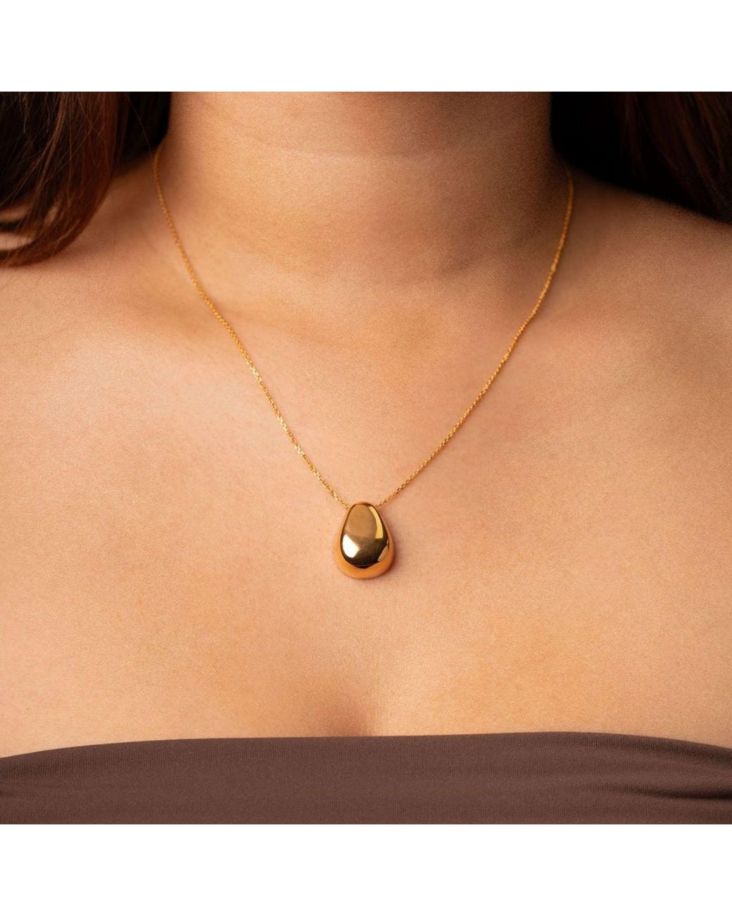 Belinda Jewelz Metallic Pebble Pendant Necklace
