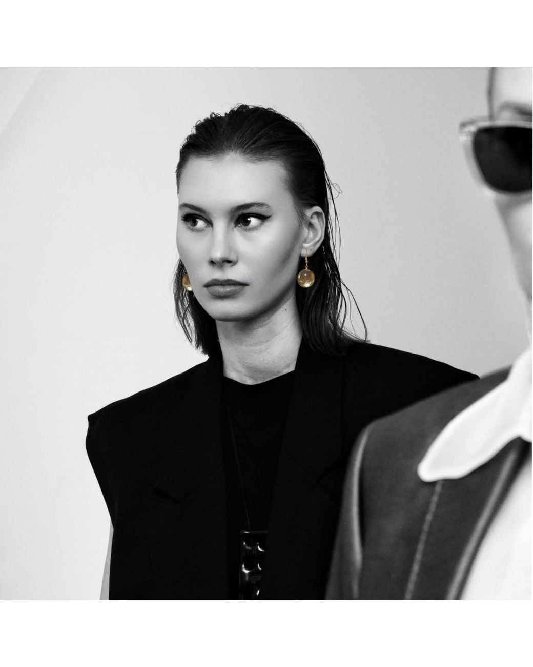 Laura Daili Metallic Golden Lunar Glass Earrings