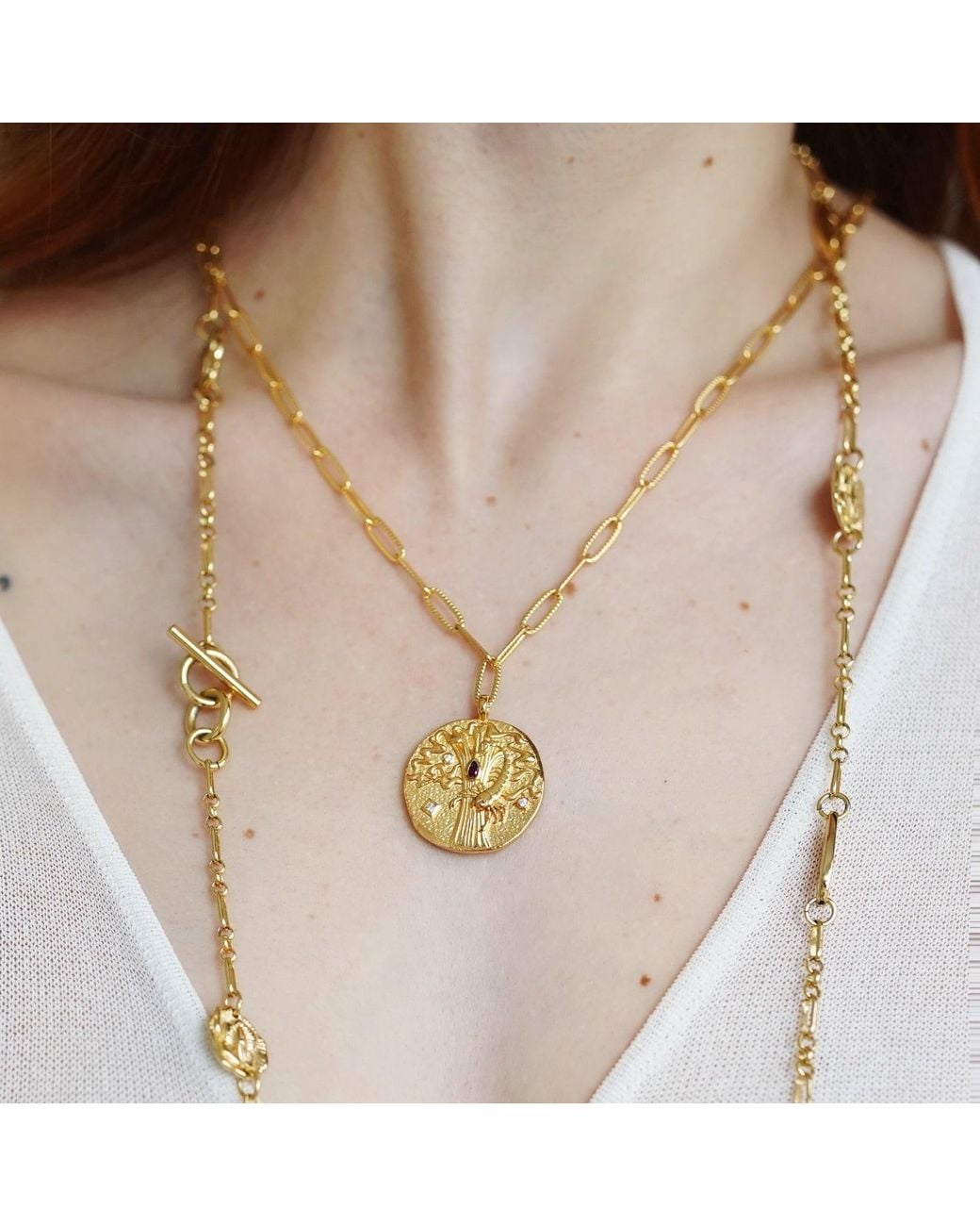 Aurozia Metallic Constellations Scorpio Double-Sided Coin Necklace