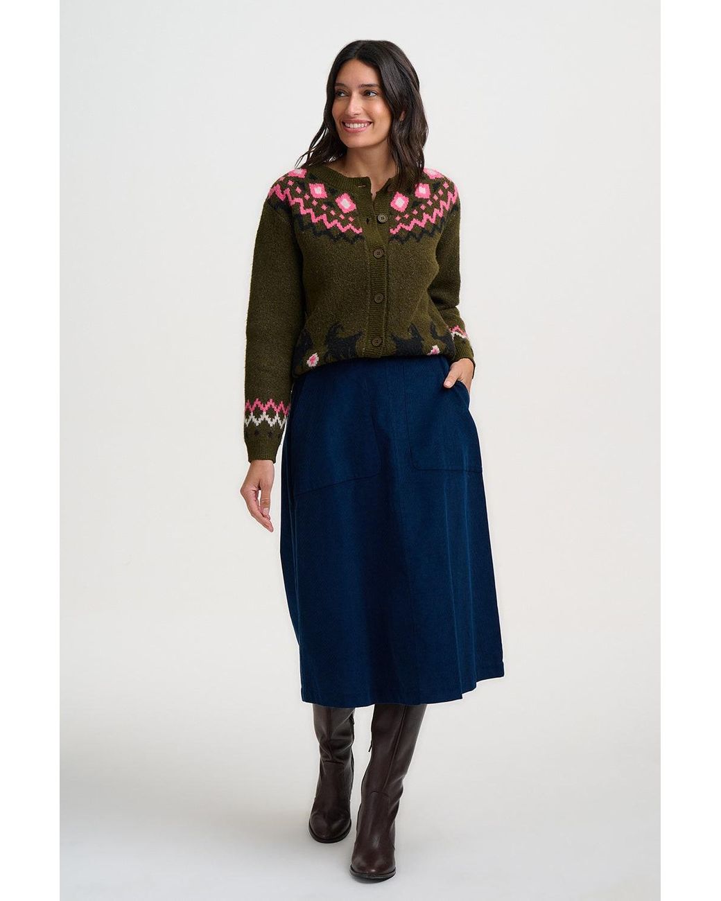 Sugarhill Black Olana Cardigan Goat Fairisle