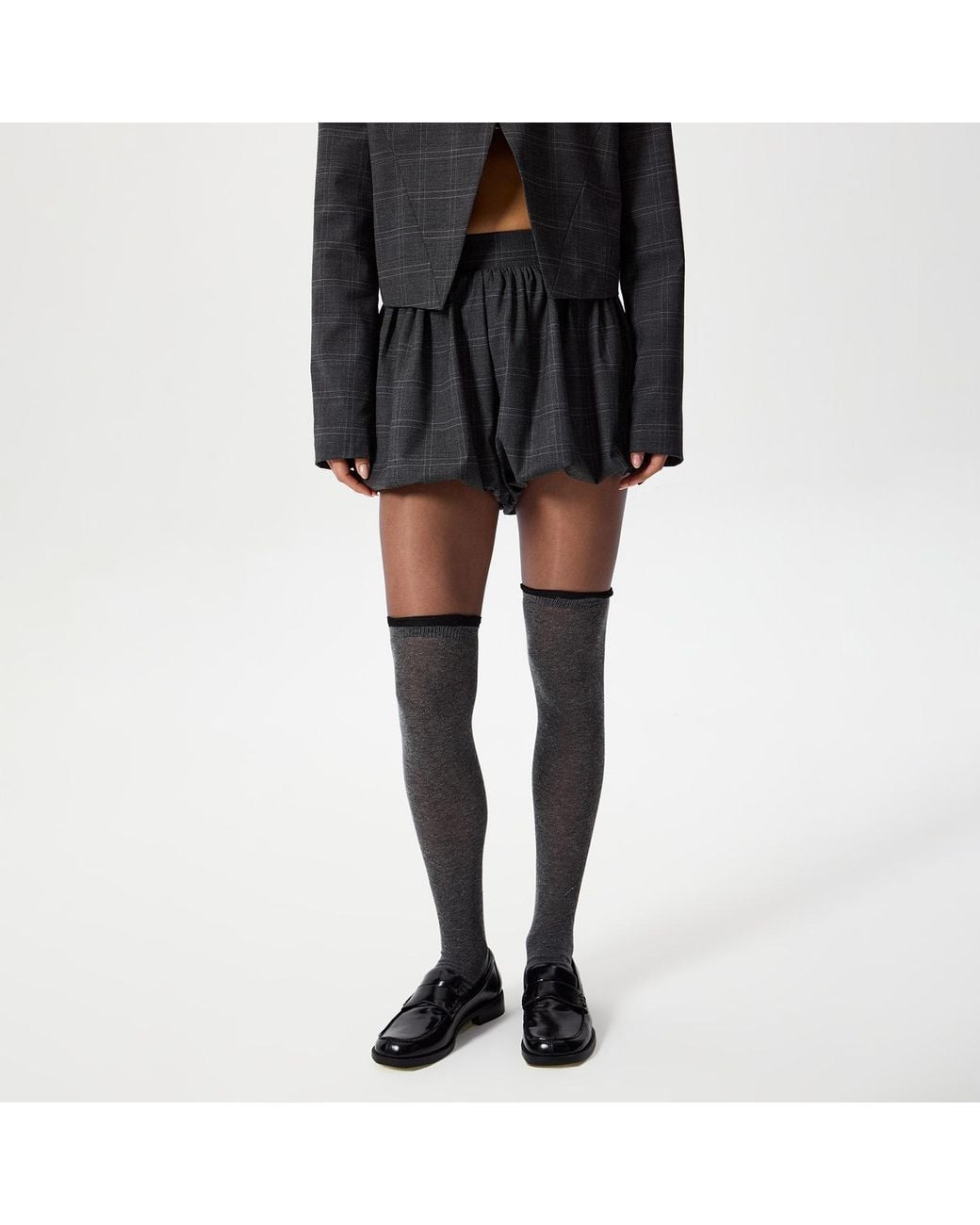 Thisisu Collection Black Romy Plaid Bubble Shorts – Dark
