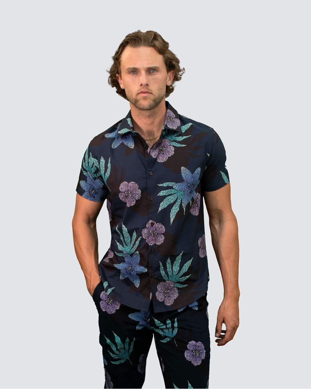 Lords of Harlech Blue George Floral Memory Shirt for men