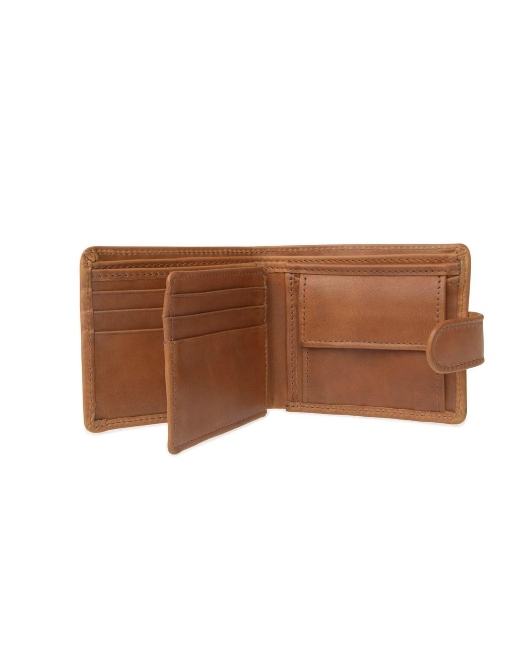 VIDA VIDA Brown Vida Tan Leather Tri Fold Wallet With Rfid for men