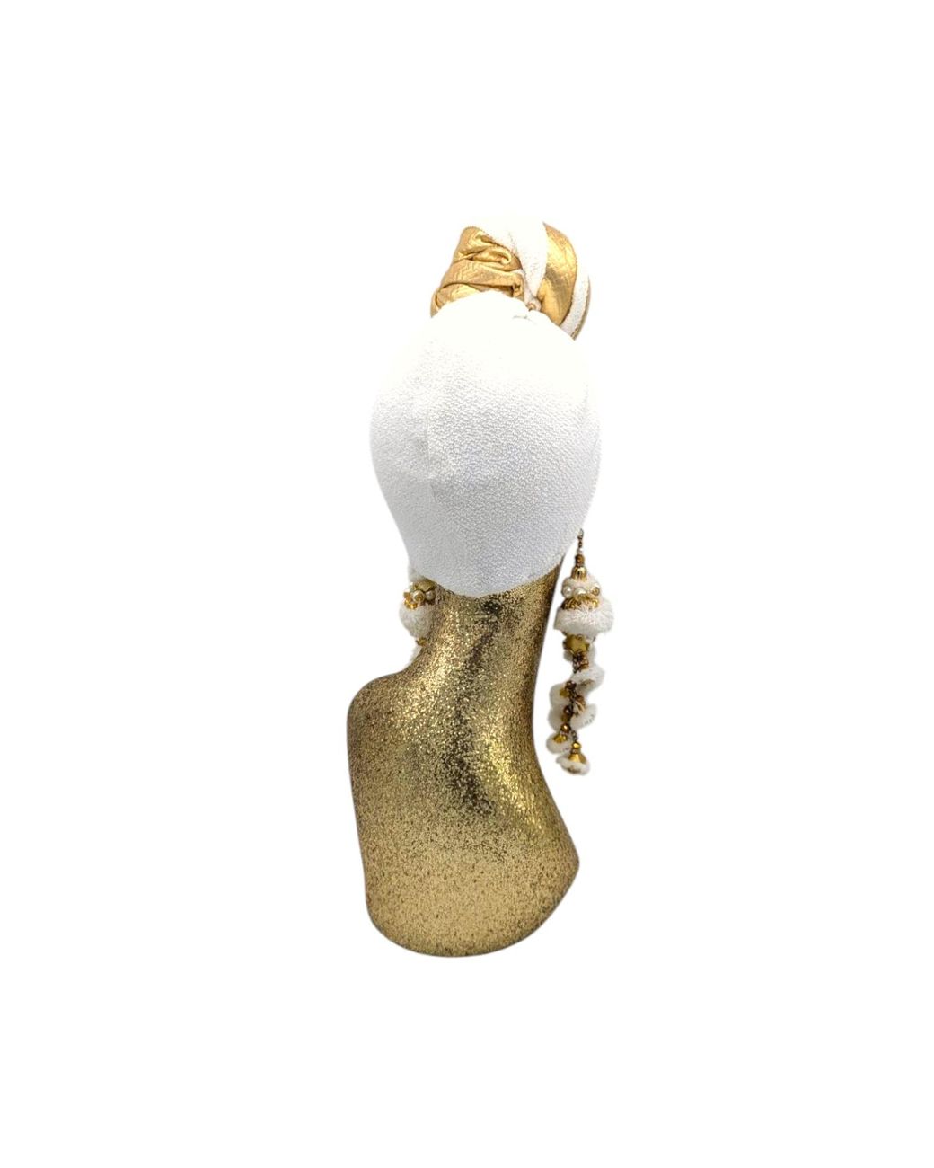 Julia Clancey Metallic Zia Golden Ivory Mestiza Reversible Turban