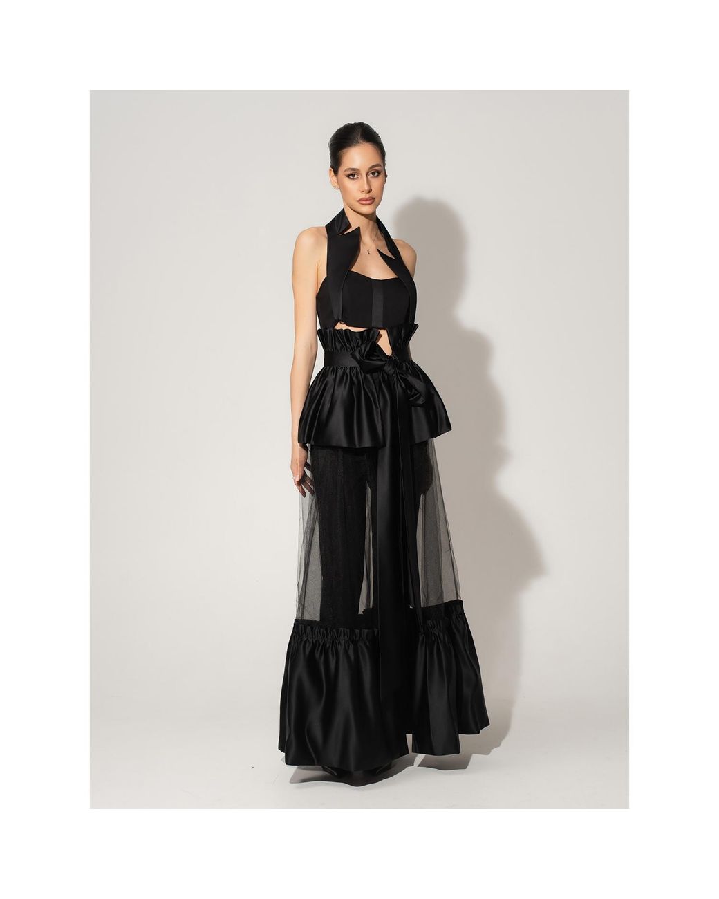 Tia Dorraine Black Fairytale Floor-Length Self-Tie Overskirt