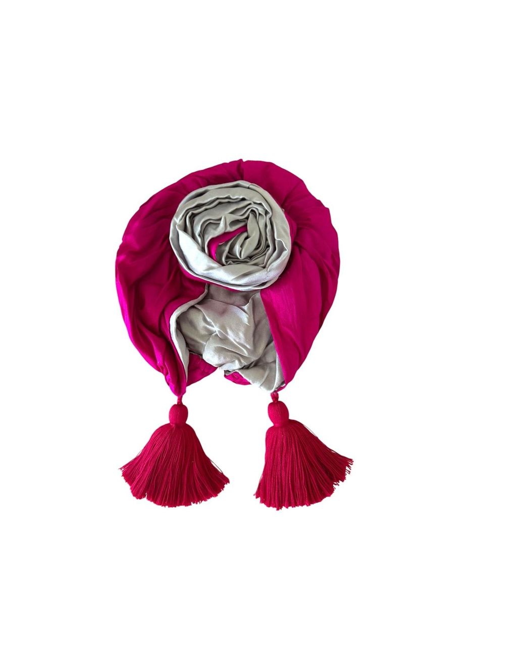 Julia Clancey Pink Edith Silk Tassel Reversible Turban