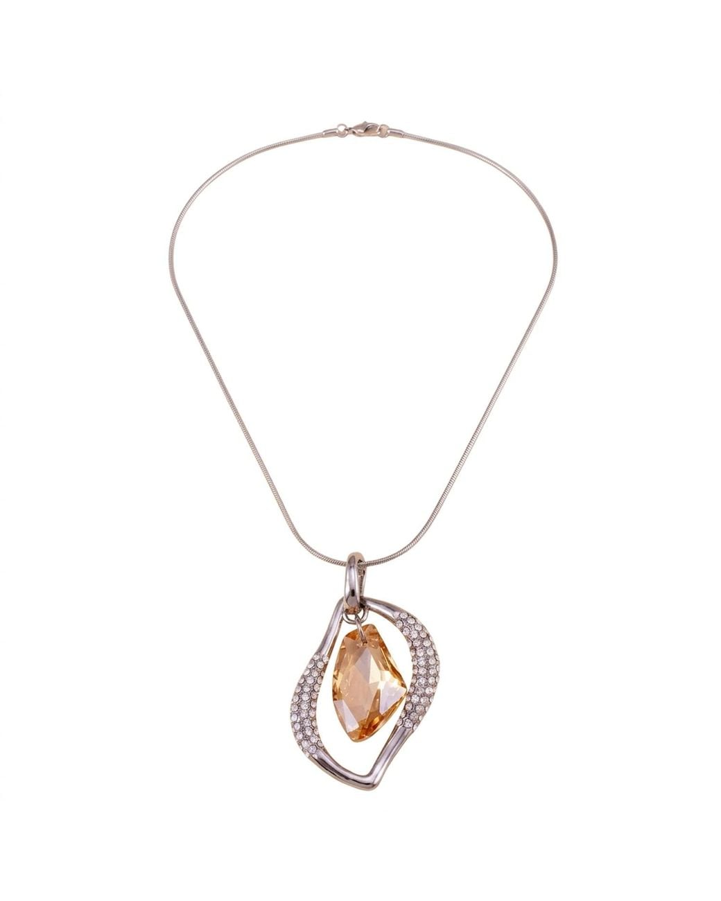 Modenaire Metallic Topaz Crystal Open Frame Pendant Necklace